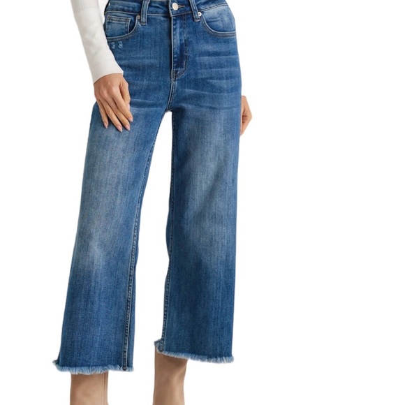 J. Crew Denim - J Crew Point Sur Crop High waist Wide Leg Raw Hem Jean size 31